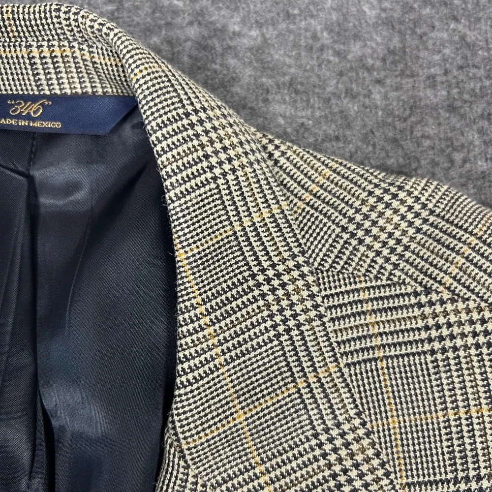 Brooks Brothers 346 Silk Blend Sport Coat Blazer Men's 46R Gray Wool Glen Plaid